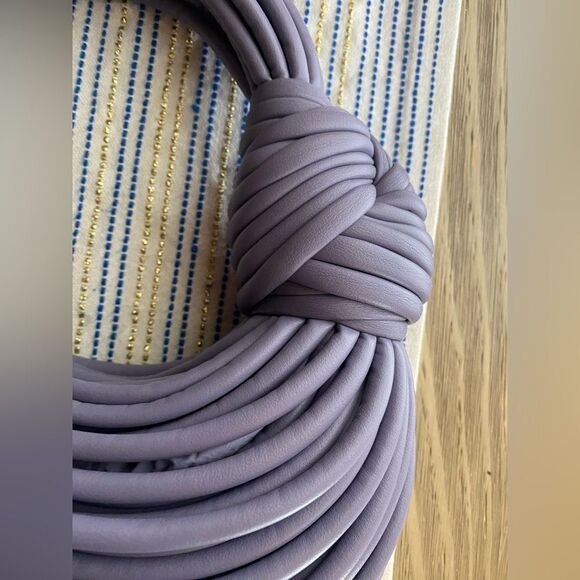 Handbag Rope Knot Design Leather Purple Small - Picture 3 of 11